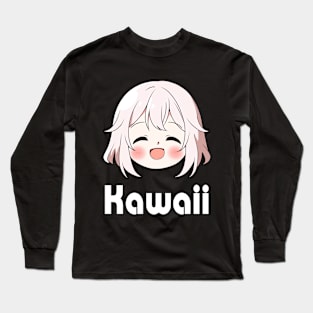 Cute Smiling Anime Emoji Kawaii - Anime Shirt Long Sleeve T-Shirt